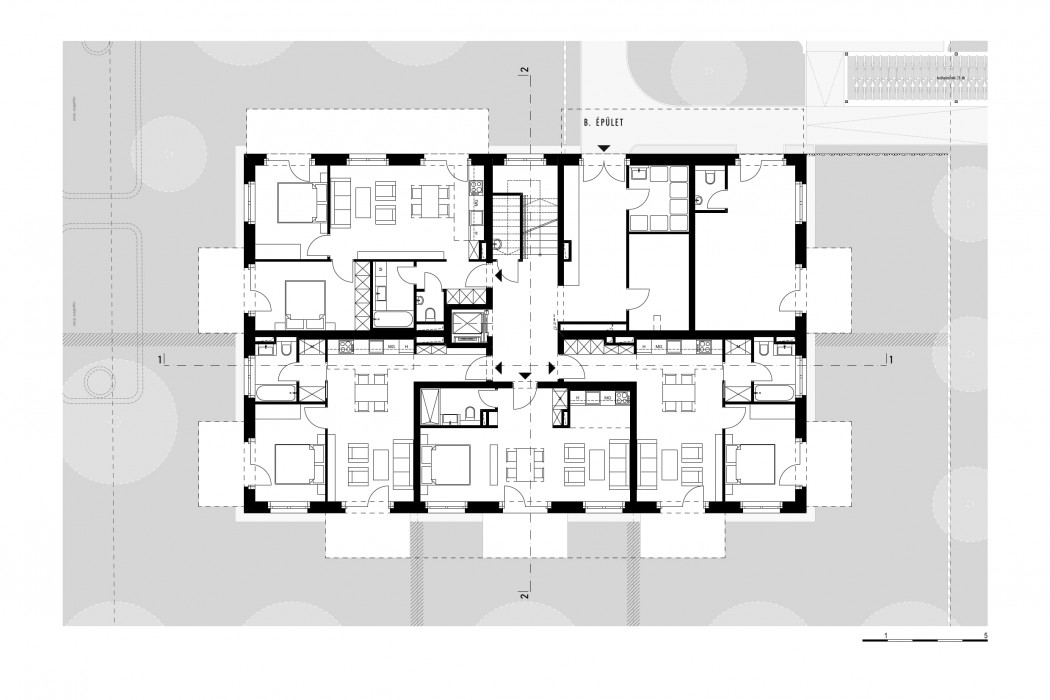 Alaprajz földszint B épület